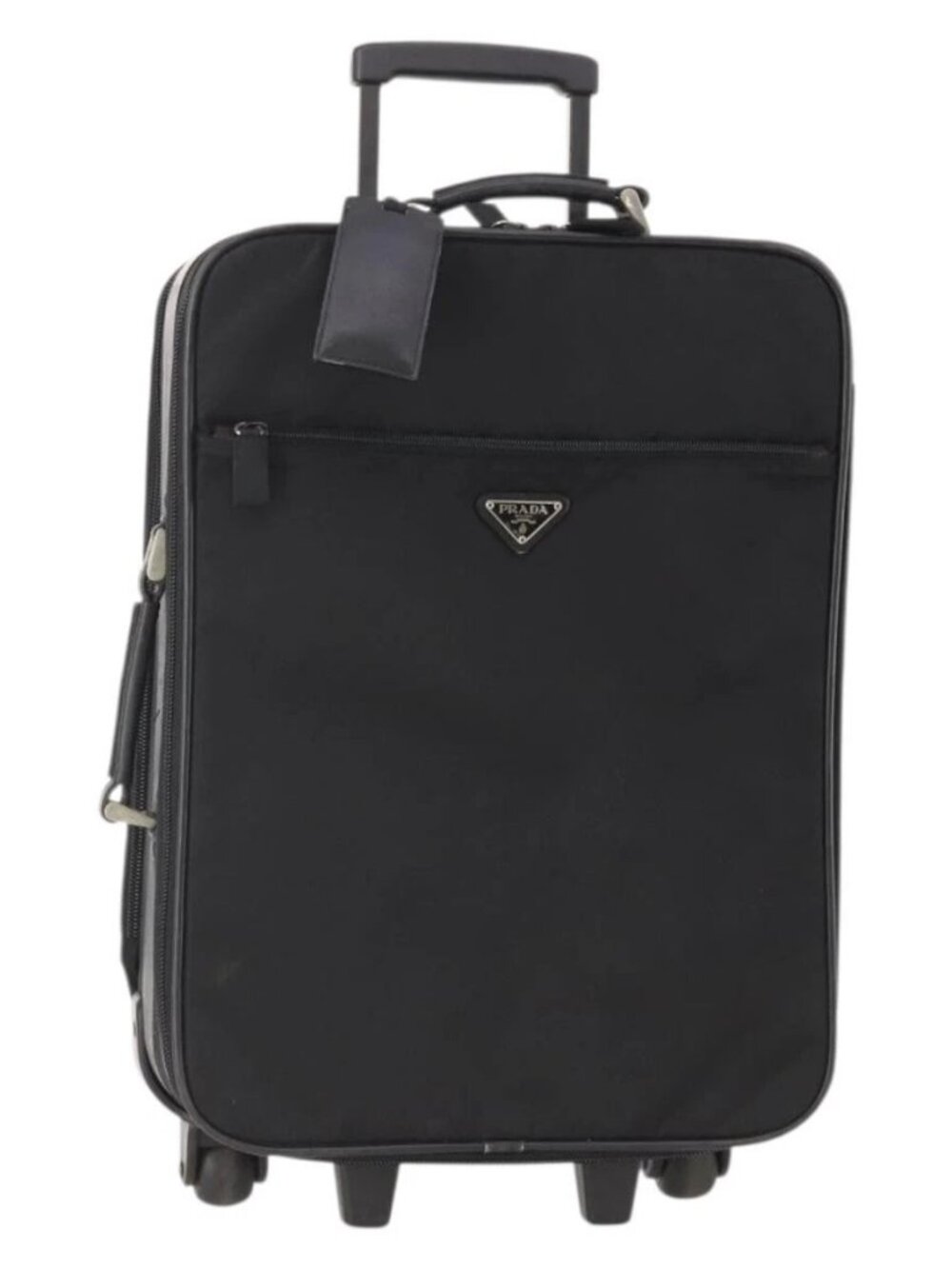 PRADA Suitcase Nylon Black Silver Auth